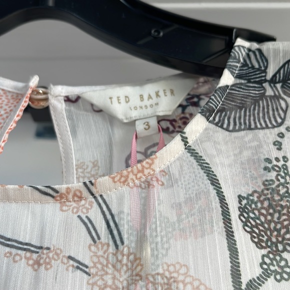 Ted Baker Willow long sleeve ruffle dress floral/ivory. Size 3. NWT - Picture 2 of 8